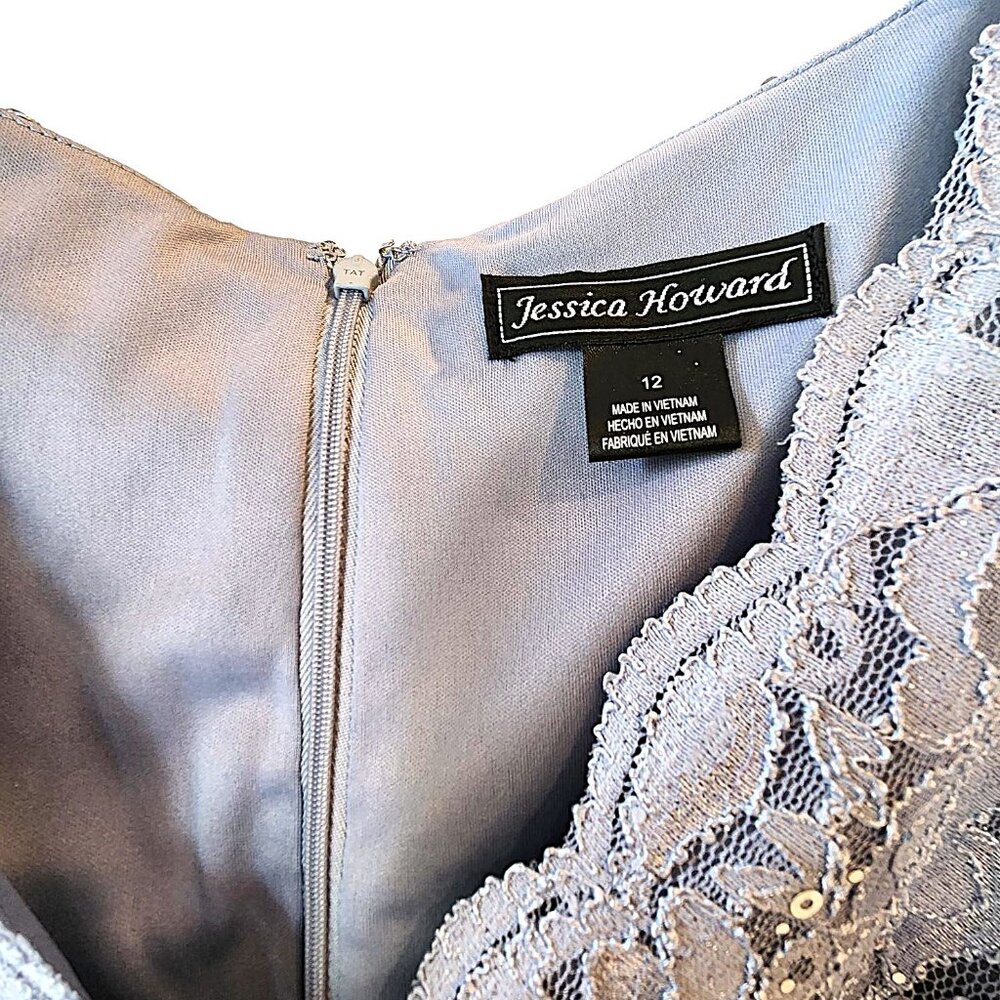 Powder Blue Lace and Satin Ballgown by Jessica Howard from Macy's - Size 12 NWT - Picture 3 of 8